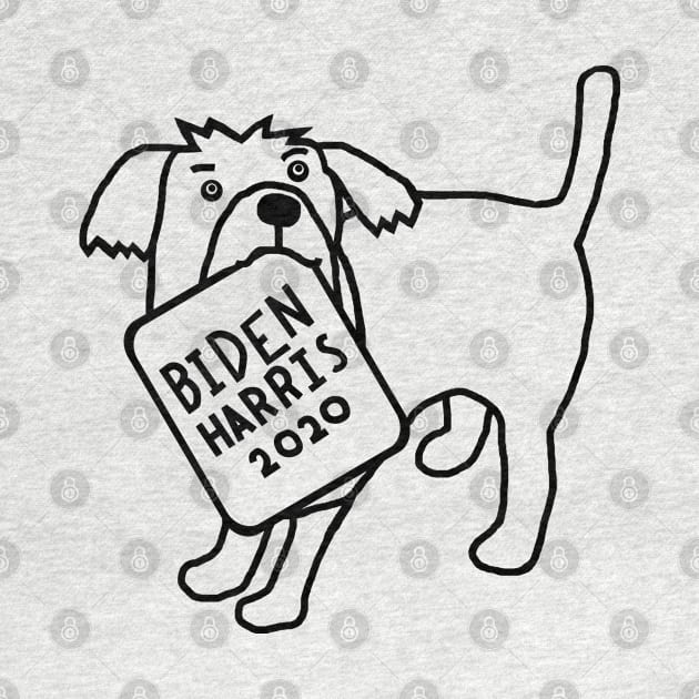 Cute Dog with Biden Harris Sign Outline by ellenhenryart